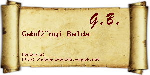 Gabányi Balda névjegykártya